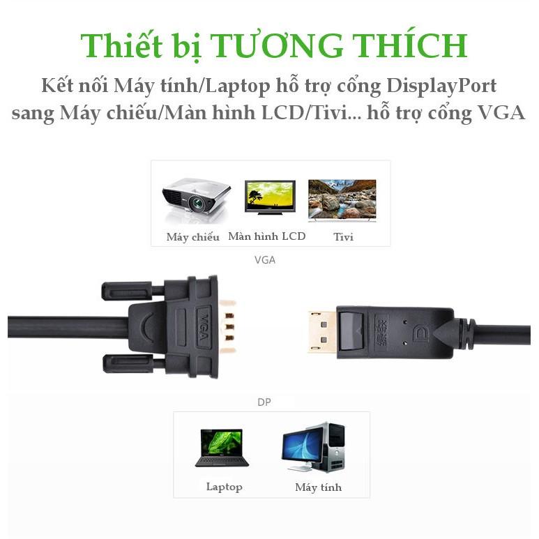 Dây chuyển đổi DisplayPort sang VGA hỗ trợ phân giải 1920x1200, dài 1-3m UGREEN DP105  - Hàng chính hãng