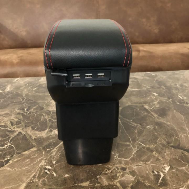 Hộp tỳ tay ô tô Ford Fiesta tích hợp 7 cổng USB, chất liệu nhựa ABS và da PU cao câ