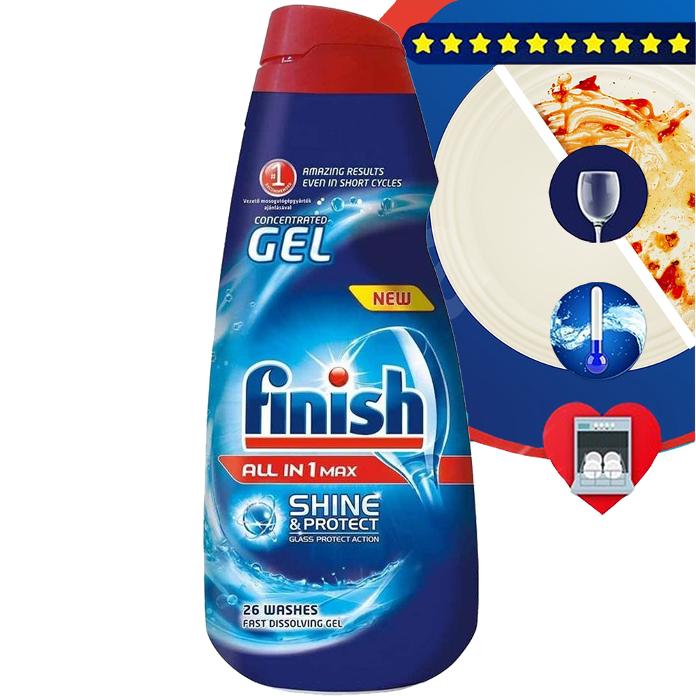 Gel rửa bát Finish All in 1 max Shine &amp; Protect Dishwasher Gels 650ml QT2824