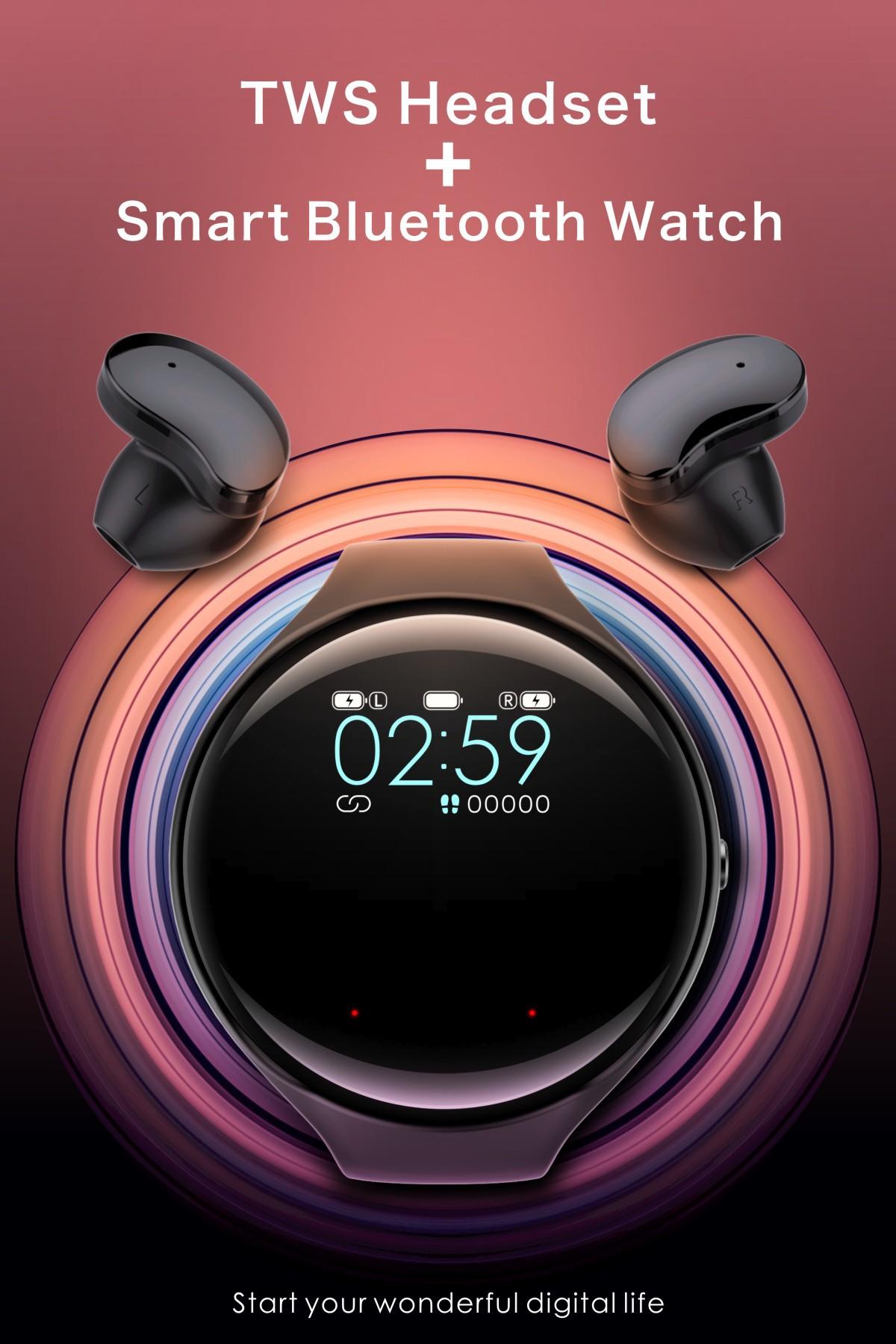 Nguồn phong cách mới nhất tai nghe bluetooth đồng hồ thể thao đồng hồ tai nghe bluetooth đeo thông minh 2 trong 1