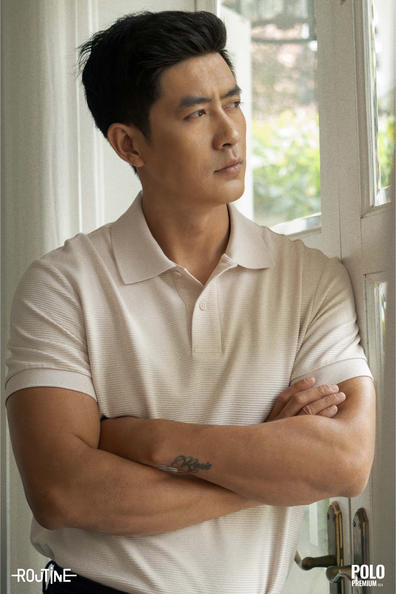 Áo Polo ROUTINE Premium Tay Ngắn Sọc Gân Form Fitted - 10S24POL001P | LASTORE MENSWEAR
