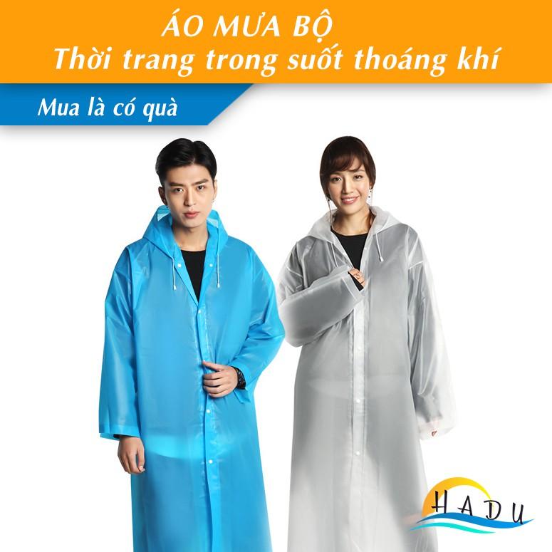 Áo Mưa Bộ 1 Người Trong Suốt Cao Cấp HADU