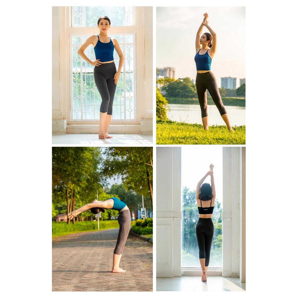 Quần tập gym yoga legging nữ dáng lửng 3/4 WL330 Runnavy by Carasix, nâng mông tôn dáng, vải thấm hút khô thoáng