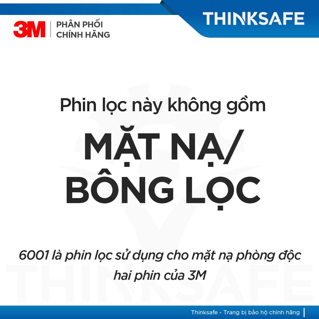 Mặt nạ phòng độc 3M Thinksafe, chống độc, lọc bụi siêu mịn, xịt sơn, lọc hóa chất, bảo vệ hô hấp, chính hãng - 6200/6001