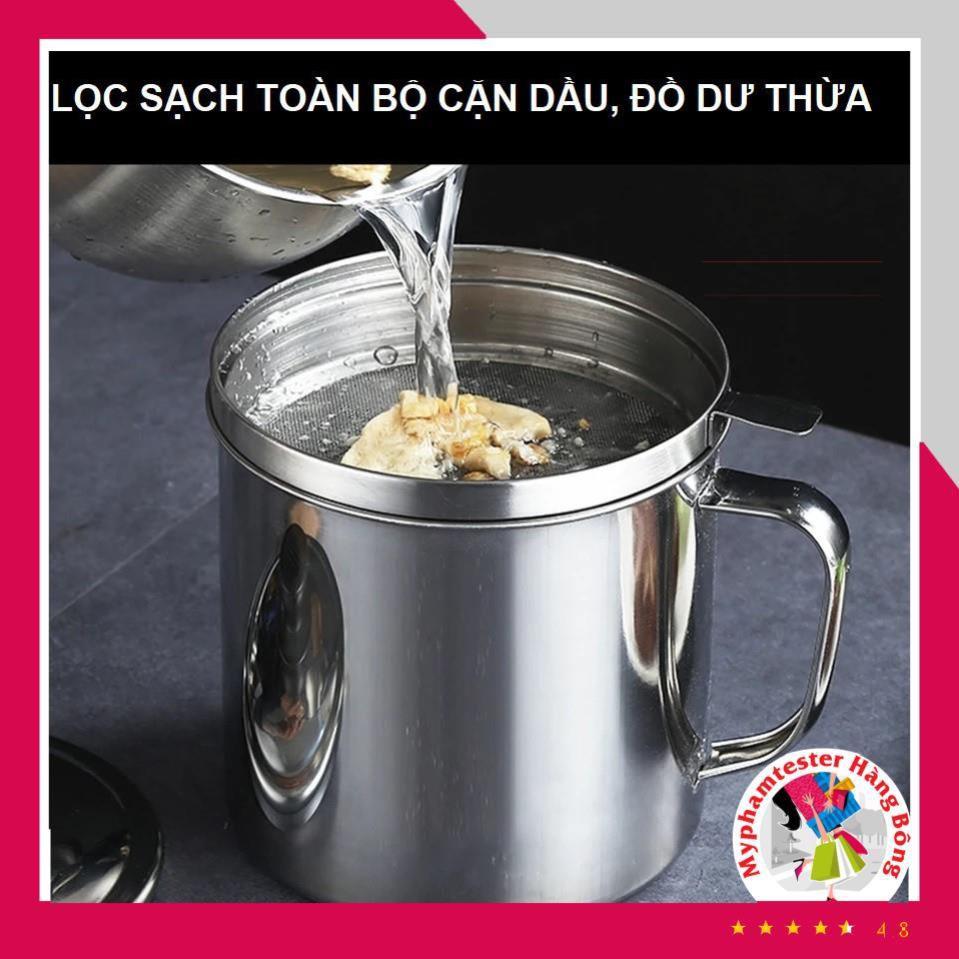 Ca lọc dầu ăn 1.5L INOX 304, lọc cặn dầu chiên