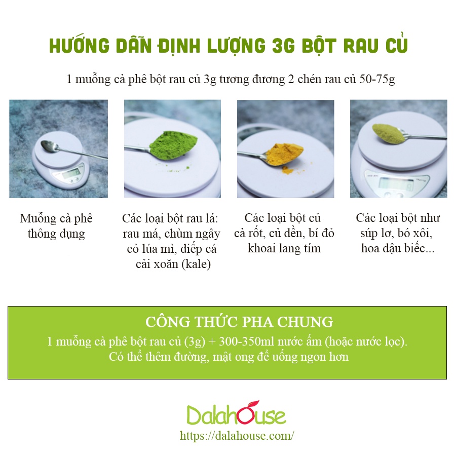 Bột rau củ dinh dưỡng cho bé Dalahouse Hộp 63gr Sấy lạnh nguyên chất, đạt chuẩn Châu Âu