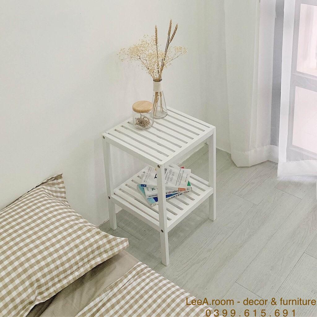 Kệ Gỗ Vuông 2 Tầng Decor Hàng Cao Cấp - Màu Trắng