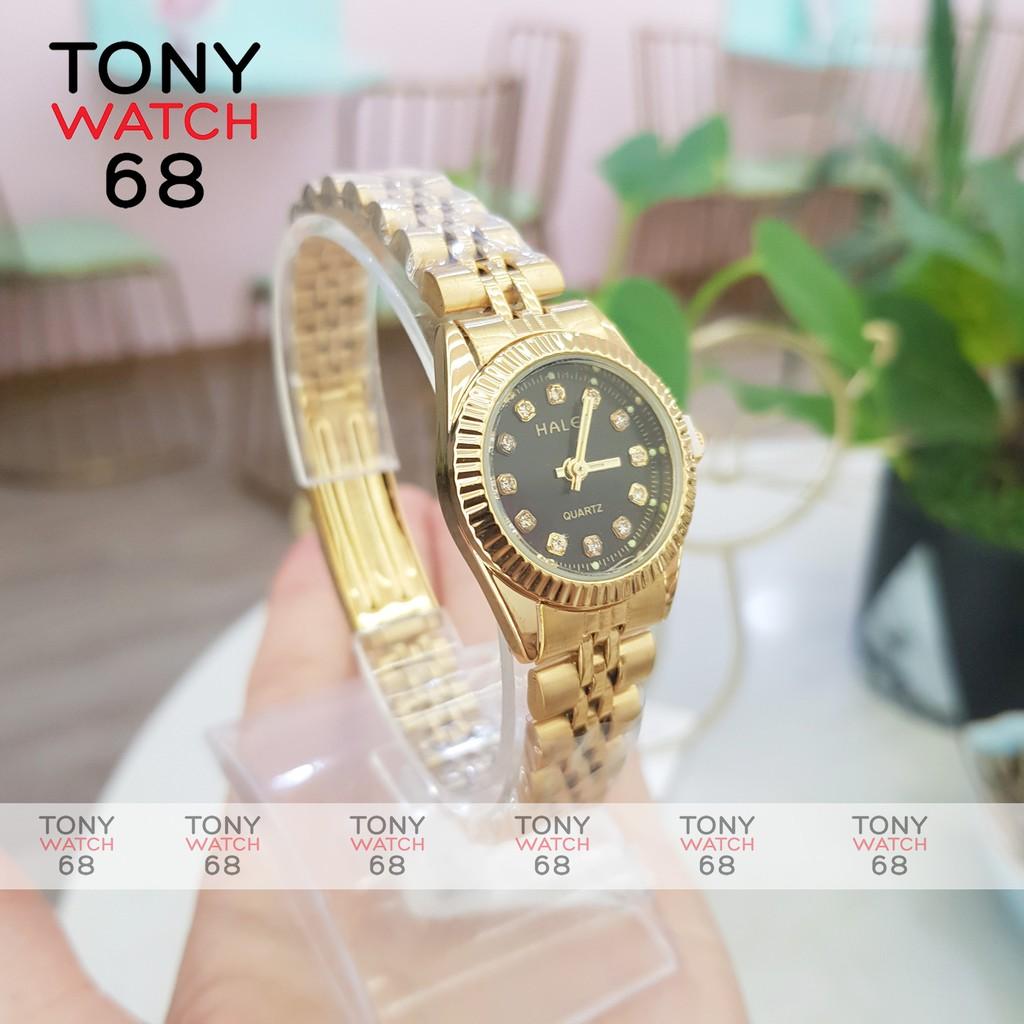 Đồng hồ nam Halei mặt tròn dây kim loại vàng chính hãng Tony Watch 68