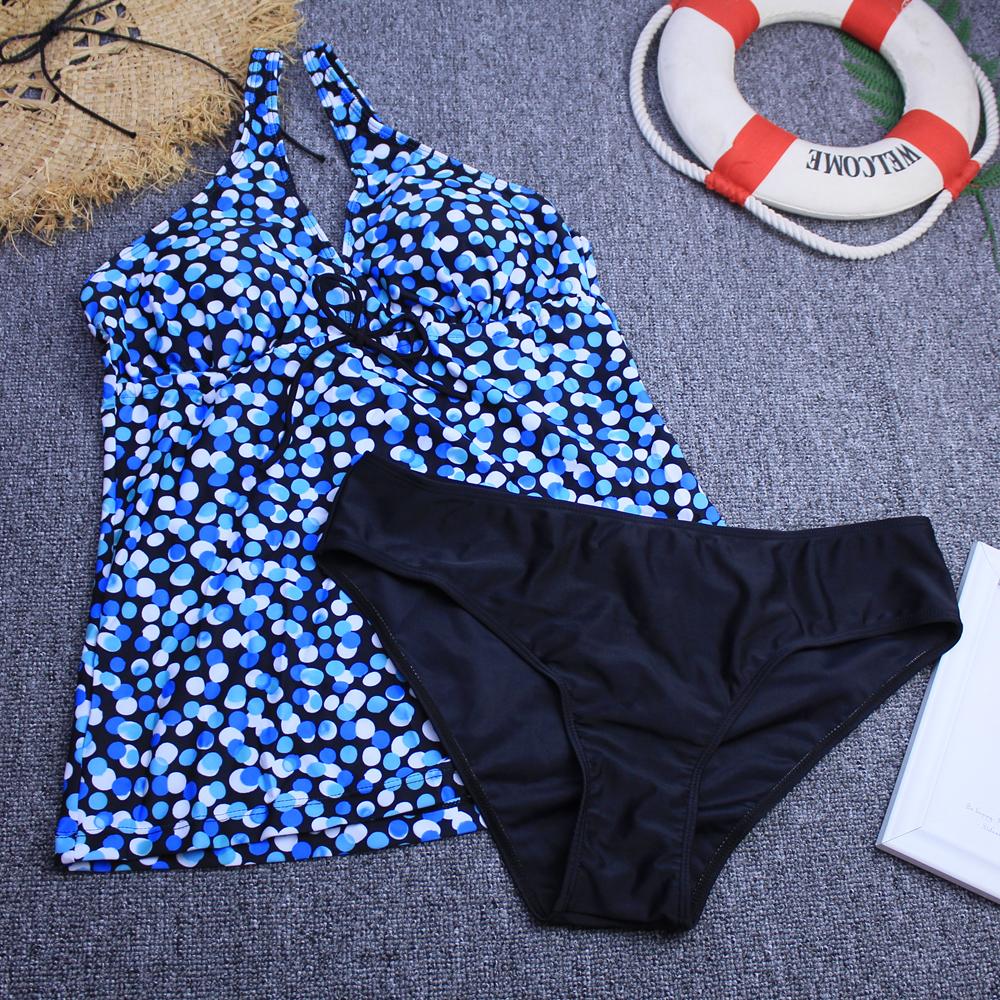 Tankini 2020 Phụ Nữ Đồ Bơi Hai Mảnh Bikini Bộ Đẩy Lên Đồ Bơi Vintage Đệm Áo Tắm Nữ Đi Biển Plus Kích Thước 3XL