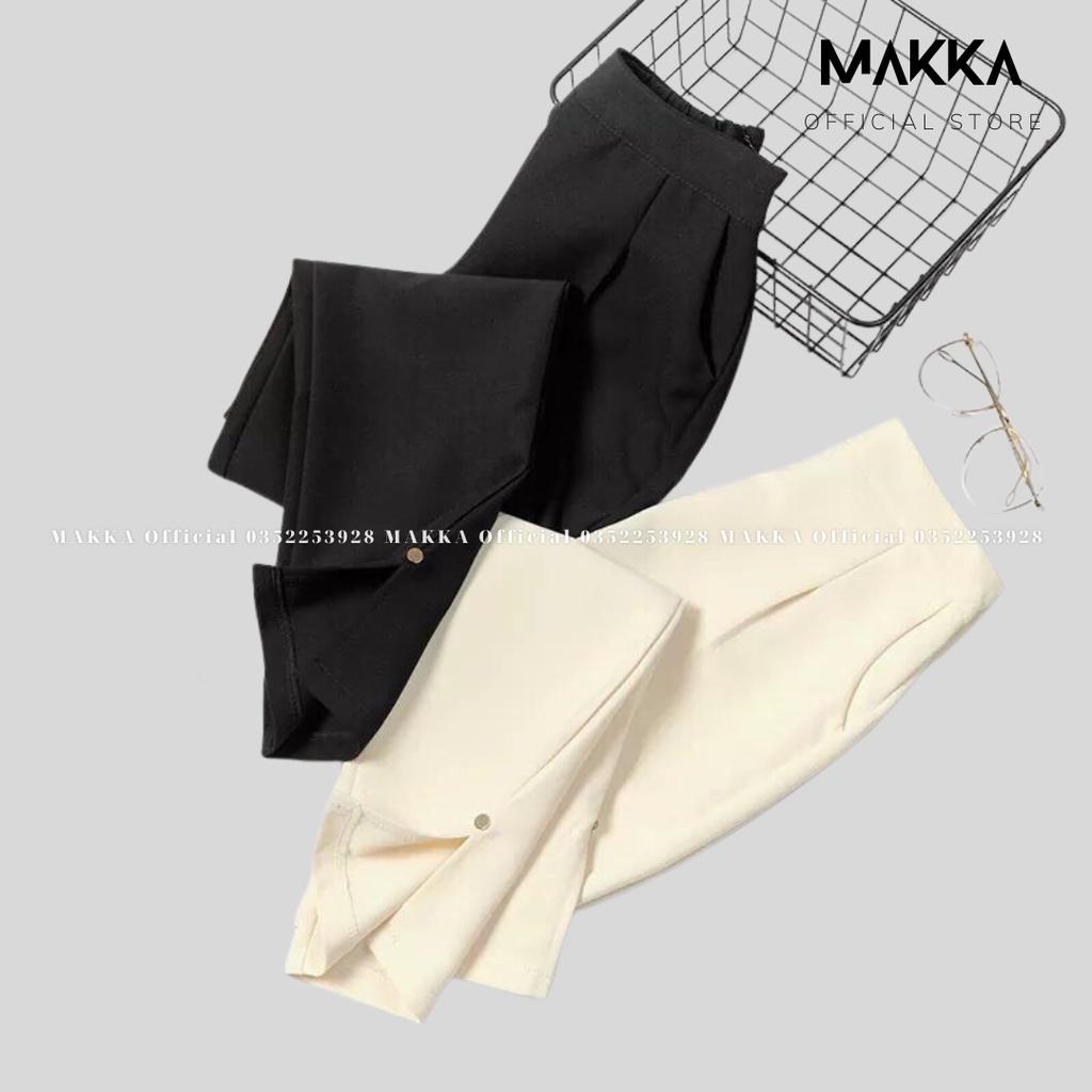 Quần baggy nữ MAKKA baggy xẻ gấu khóa lệ hông chất tuyết mưa siêu đẹp 8311