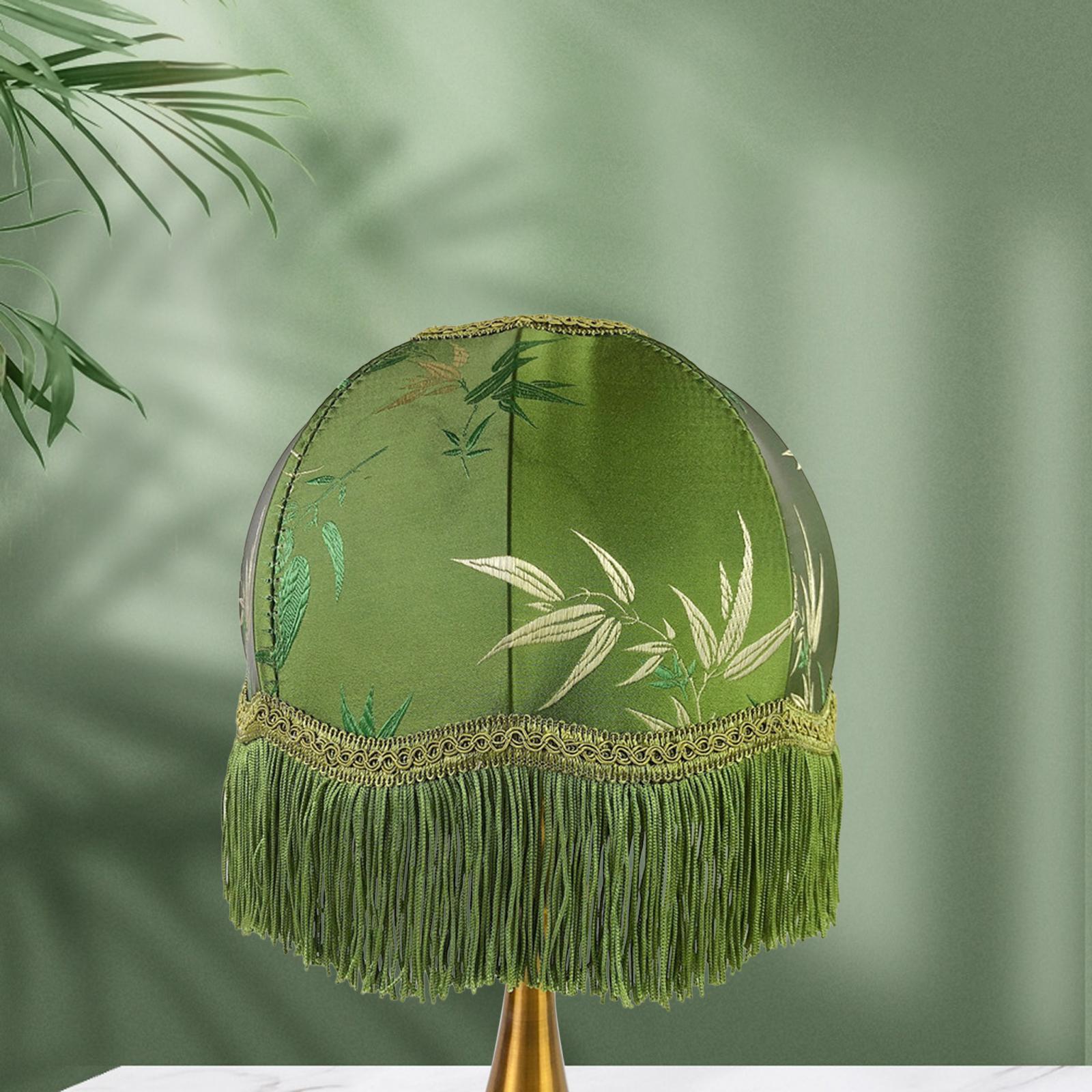 Table Lamp Shade Cover Lampshade Light Shade European Practical Decorative Green with Tassel Bedside Light Cover Replacements