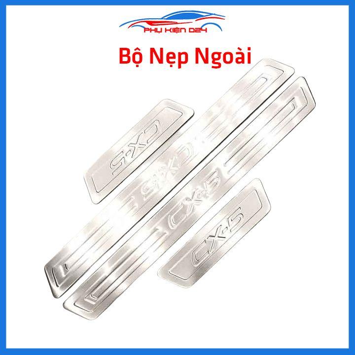Bộ ốp bậc cửa trong ngoài nẹp bước chân CX-5 2018-2019-2020-2021-2022 Inox chống trầy trang trí xe