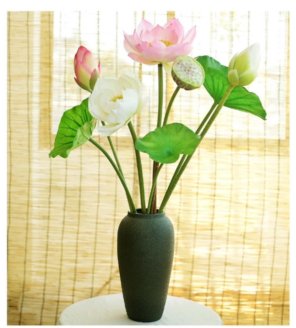 Hoa sen giả - Bông sen quan âm - dài 75cm - Cây giả, hoa lụa trang trí nhà cửa