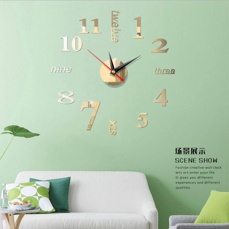Đồng Hồ Dán Tường Trang Trí Họa Tiết 3D Sáng Tạo