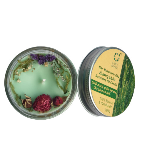 Nến thơm tinh dầu Hương thảo Lees Home, giúp thư giãn, thơm phòng, khử mùi, Essential Oil Candle