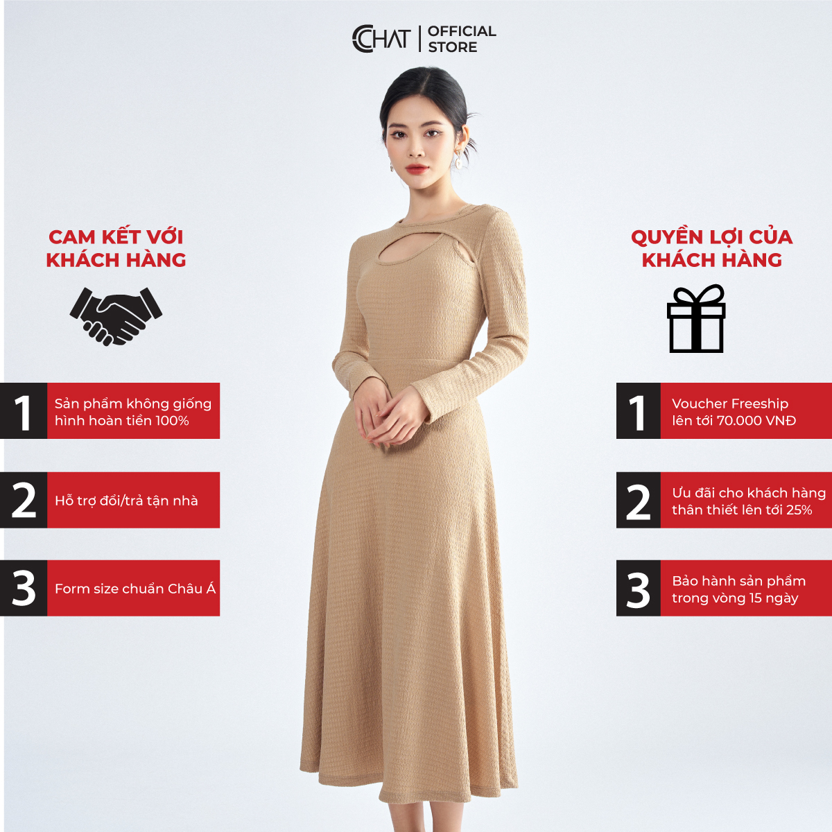 Đầm Nữ Chất Thun Ôm Xòe Xoắn Cổ Phong Cách Thanh Lịch 22VDC2033XT