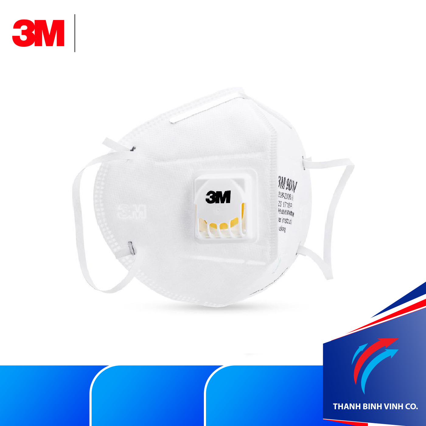 Combo 5 khẩu trang chống bụi 3M 9001V có van lọc mùi hôi, lọc độc, kháng khuẩn, chống bụi siêu mịn