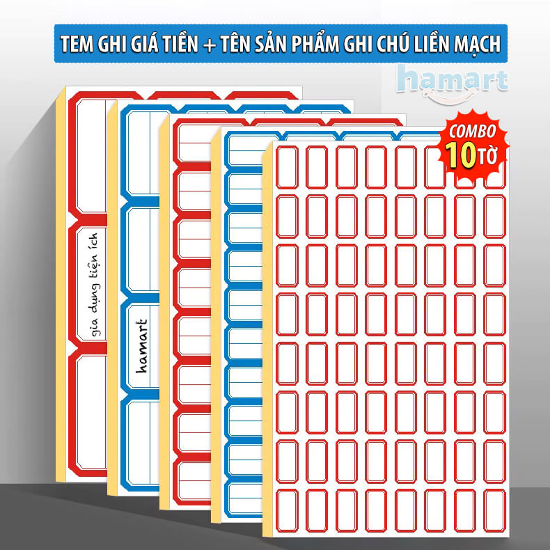 COMBO 10 Tờ Tem Ghi Tên Sản Phẩm Giá Tiền Nhãn Note Ghi Chú Thực Phẩm Giấy Đánh Dấu Vật Dụng