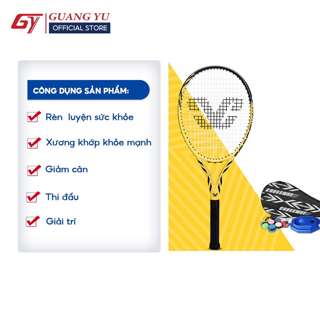 Vợt Tennis GUANG YU Khung Sợi Carbon Cao Cấp Tặng Kèm Bộ Đế Và Bóng Tập Luyện