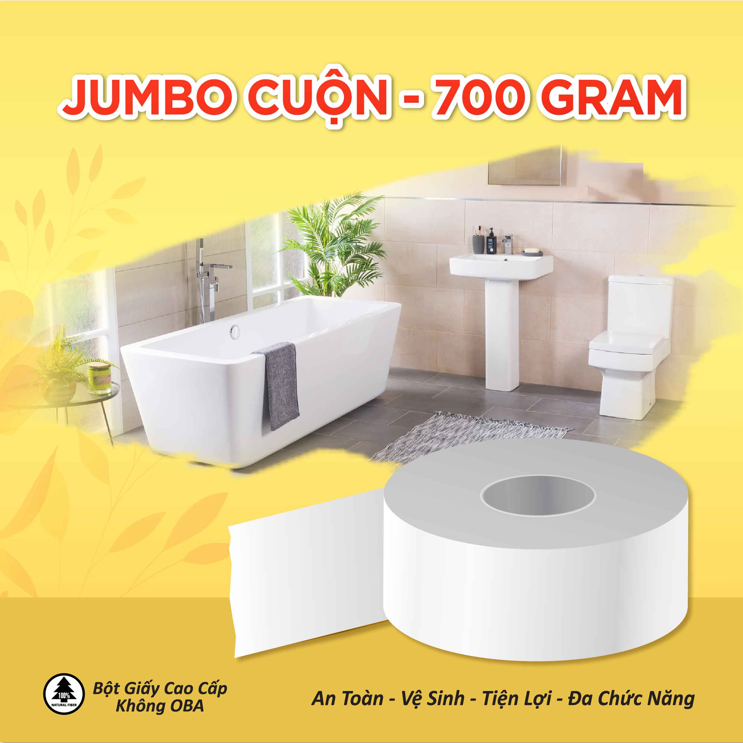 Giấy vệ sinh PREMIER VinaRoll Jumbo 700G - combo 5 cuộn (Giấy vệ sinh cuộn lớn)