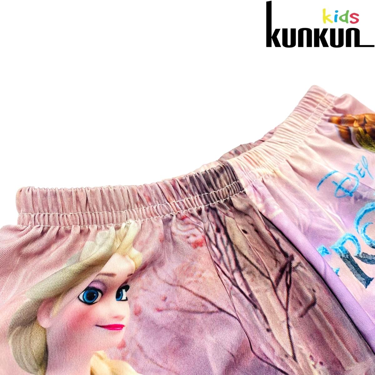 Quần áo trẻ em KUNKUN TP825 in 3d hình elsa size đại từ 10-60kg chất thun lạnh cho bé gái