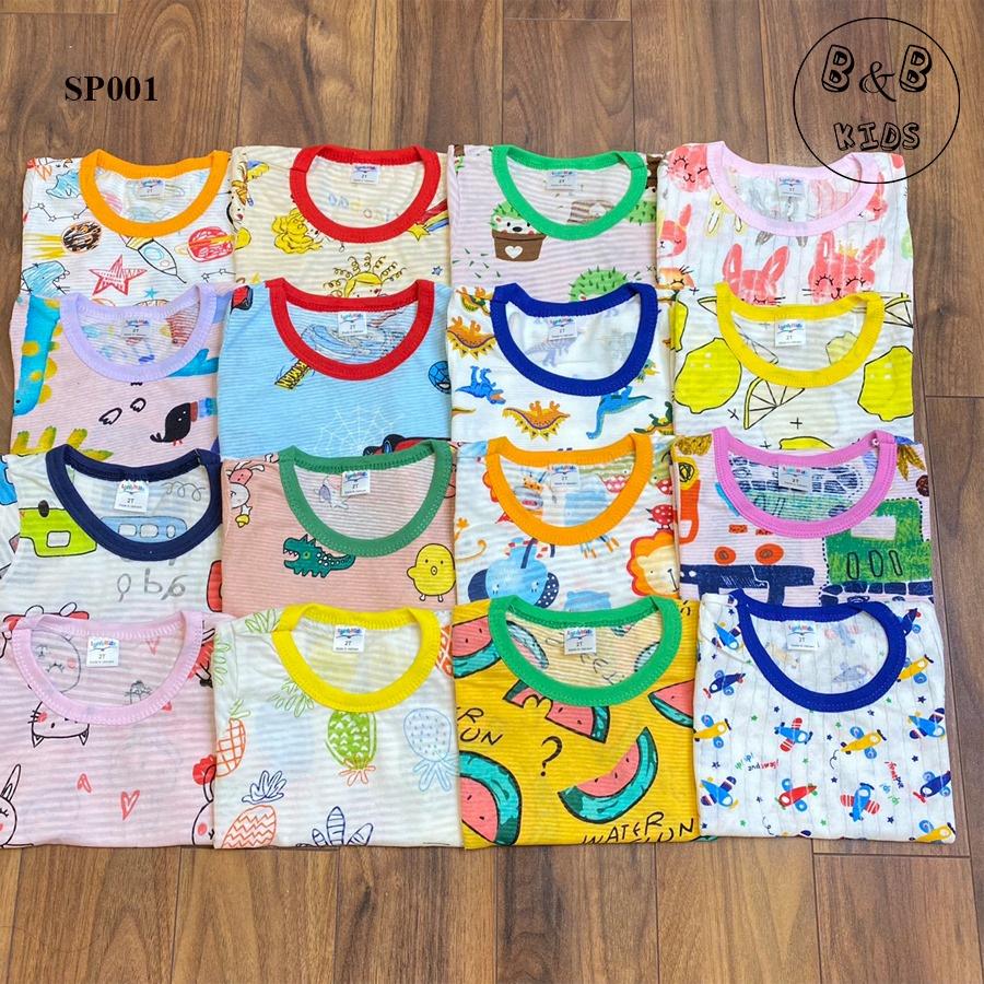 Quần áo trẻ em Bộ cộc cotton giấy in hình họa tiết ngộ nghĩnh phù hợp cho cả bé trai, bé gái