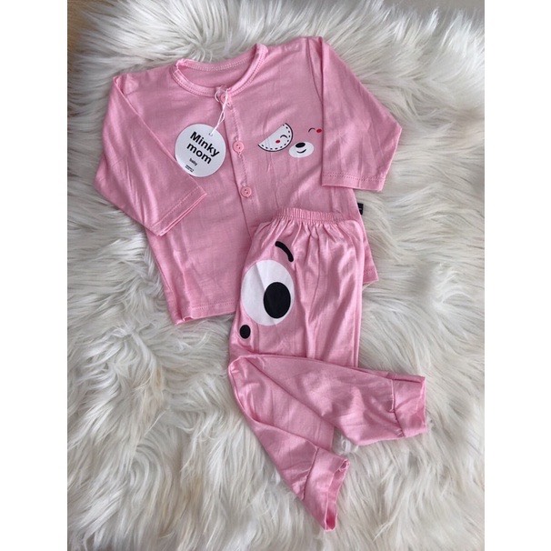 Bộ thun lạnh sơ sinh cúc giữa HG Kids thấm hút mồ hôi tốt, vải mềm mại thoải mái