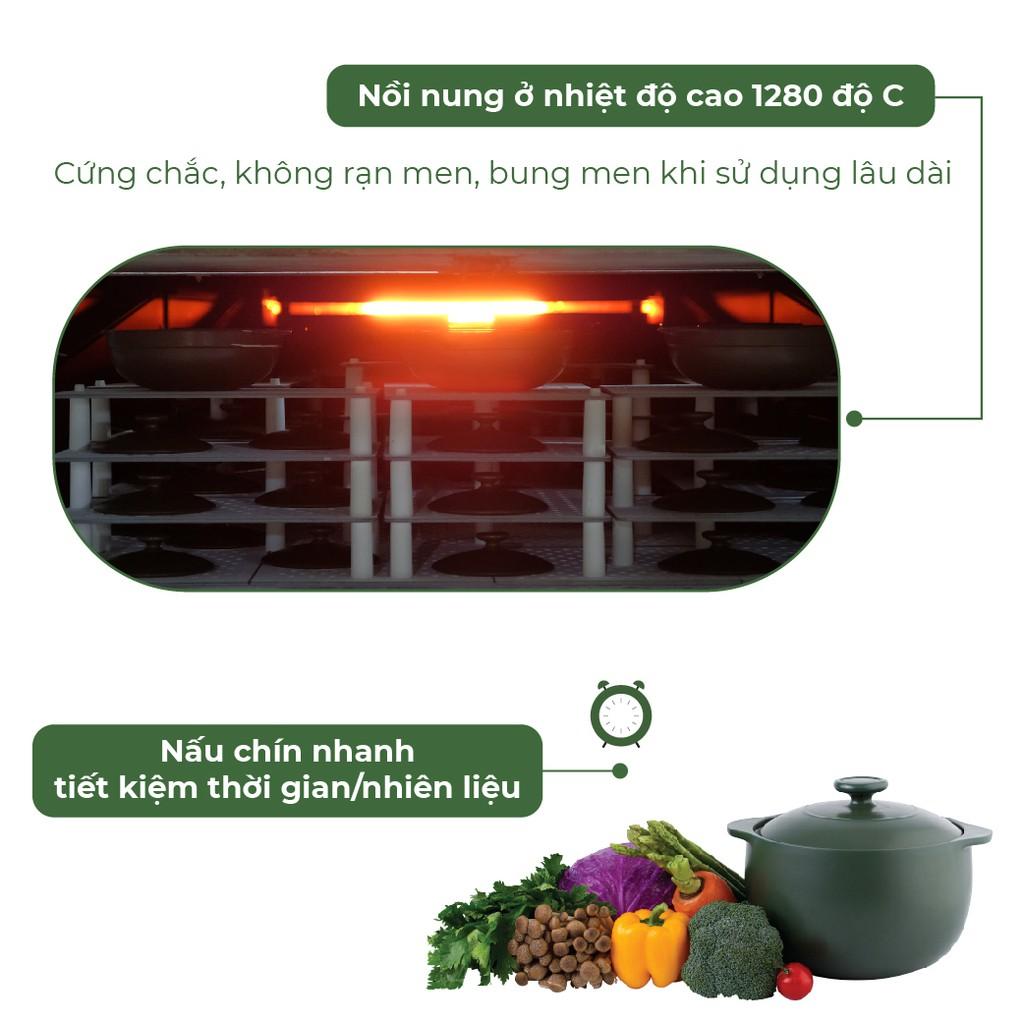 Nồi Sứ Dưỡng Sinh Minh Long Vesta -  3.0 L - dùng cho Bếp Ga, Hồng Ngoại có nắp đậy, thực phẩm chín nhanh và đều