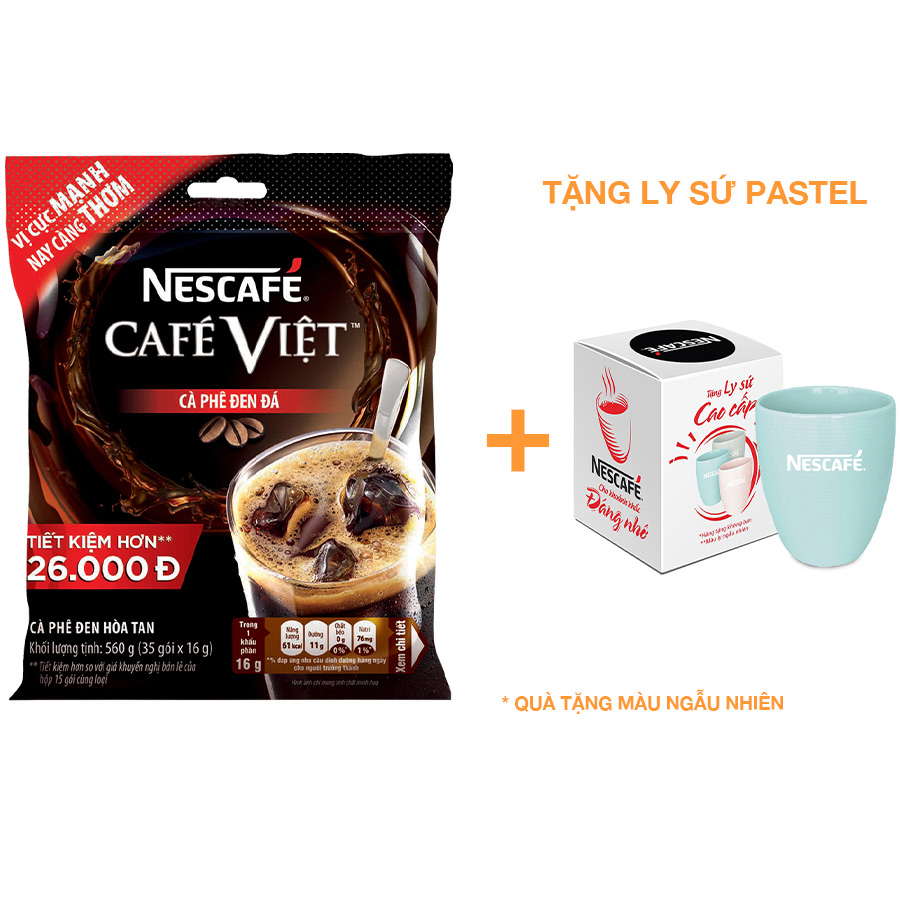 Cà phê hòa tan Nescafé café Việt cà phê đen đá (Túi 35 gói x 16g) [Tặng ly sứ pastel]