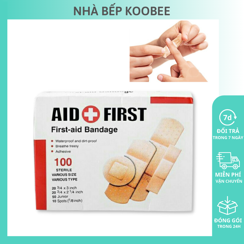 Hộp 100 miếng băng vết thương Urgo - Băng gạc y tế dán vết thương vô trùng nhiều kích cỡ KooBee