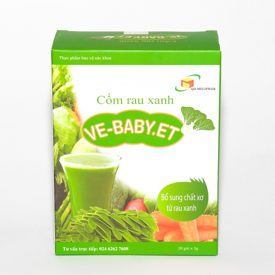 Combo 4 Hộp Cốm Rau Xanh VEBABY.ET Giúp Bổ Sung Chất Xơ, Tăng Cường Tiêu Hóa, Giảm Táo Bón Cho Bé 20 Gói/Hộp