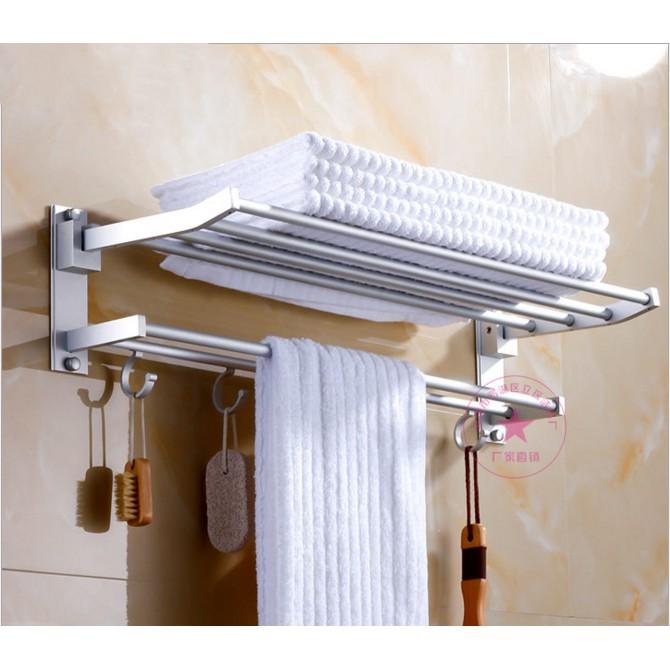 Giá kệ nhà tắm 2 tầng hợp kim nhôm cao cấp - giá để đồ nhà tắm - giá treo khăn nhà tắm cao cấp - ke nha tam
