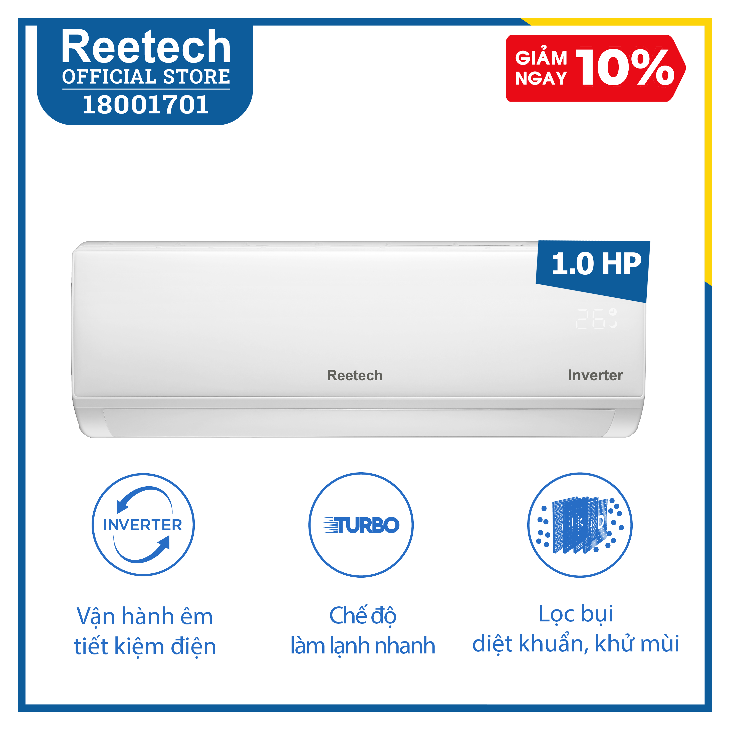 Máy lạnh Reetech Inverter 1 HP RTV9-TC-BI - Hàng chính hãng (chỉ giao HCM, HN và một số tỉnh)