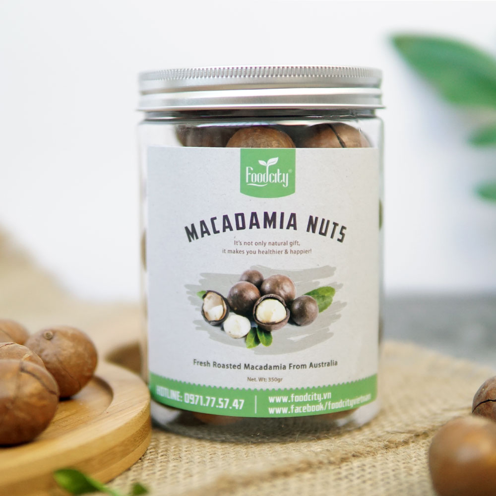 Hạt Macca nứt vỏ Úc FOOD CITY - dạng hũ | 100% nhập khẩu Úc cao cấp (tặng kèm dụng cụ tách hạt)