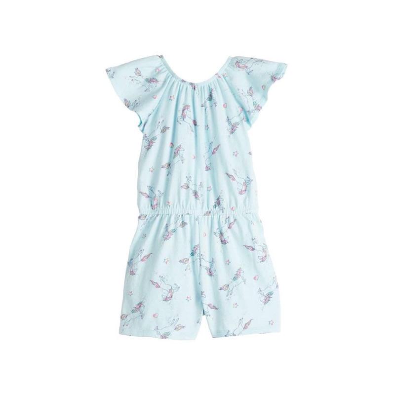 Vải thun cotton hình ngựa Pony nền xanh ngọc (unicorn)