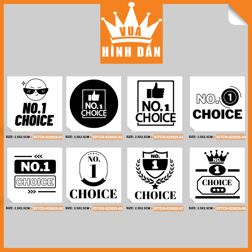 Hình ảnh Set 100/200 sticker No.1 CHOICE (2.5x2.5cm) tem dán mini LỰA CHỌN SỐ 1 dành cho shop (1.070)