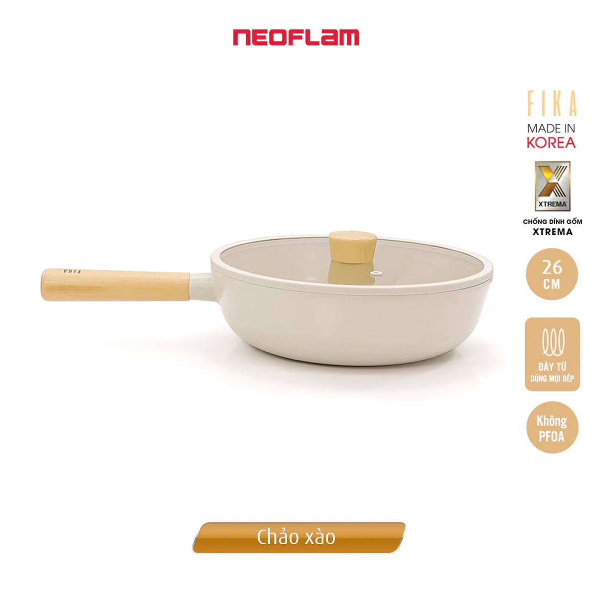 Bộ nồi chảo cao cấp chống dính bếp từ Neoflam Fika 3 món. Made in Korea. Hàng có sẵn, giao ngay