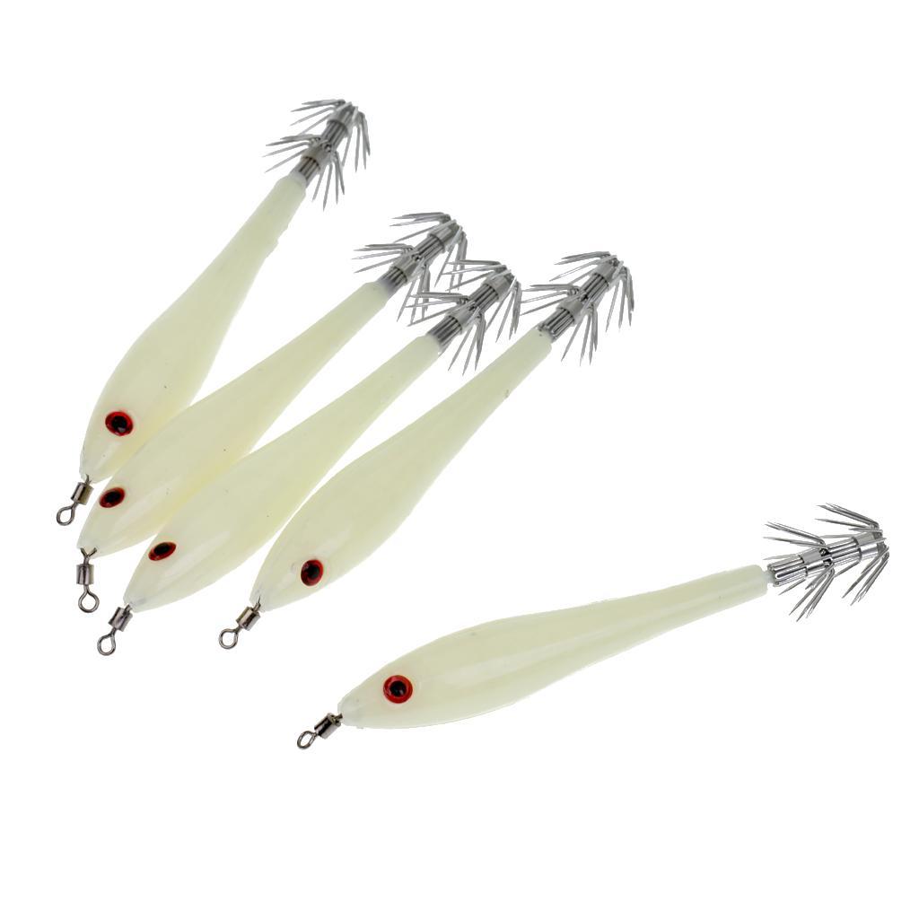 15pcs Noctilucent Squid Lures Cuttlefish Saltwater Fishing Lure Hook Bait