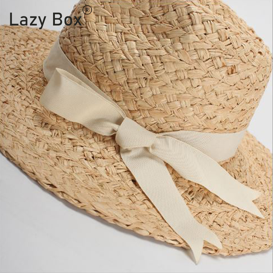 Mũ nón cói đi biển vành rộng dáng cowboy chất liệu raffia cao cấp