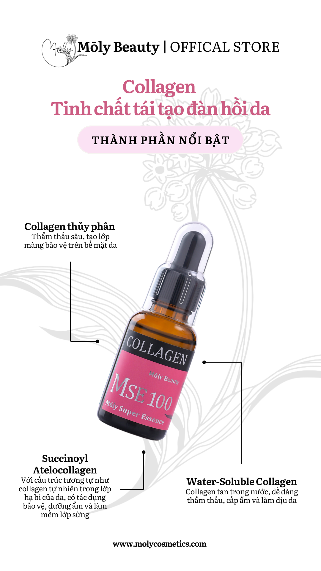 MSE100 Super Essence CO - Tinh chất tái tạo đàn hồi da Collagen 30ml - Mōly Beauty