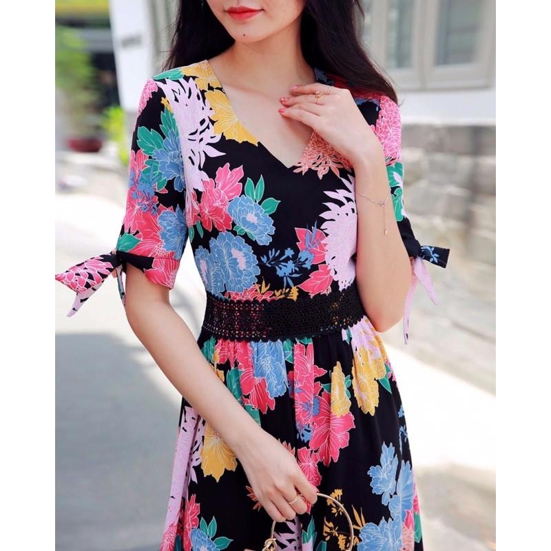 ĐẦM TAY NGẮN REN EO