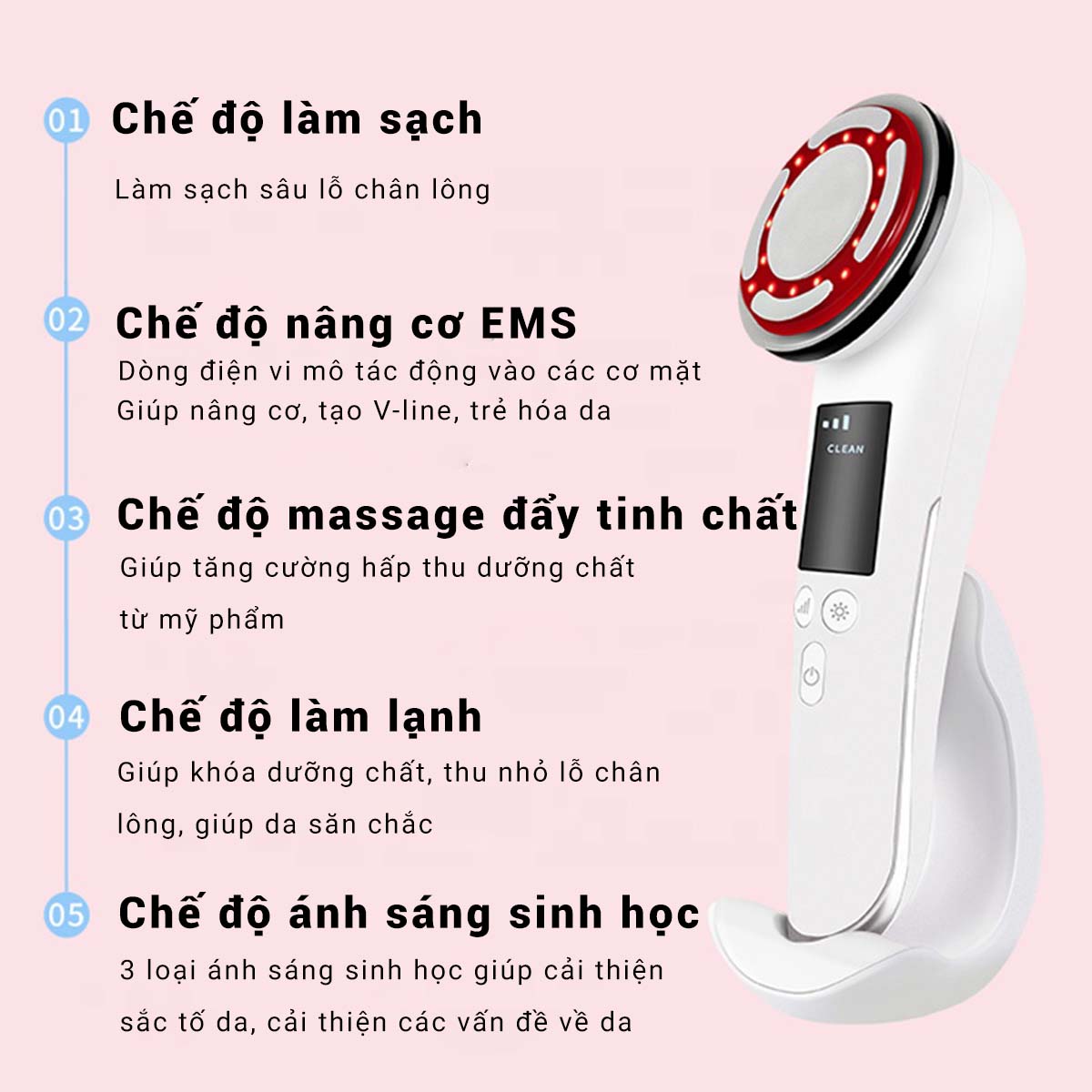 Máy Massage Mặt Điện Di Đẩy Tinh Chất Nóng Lạnh Nâng Cơ Chăm Sóc Da C812 Thế Hệ Mới