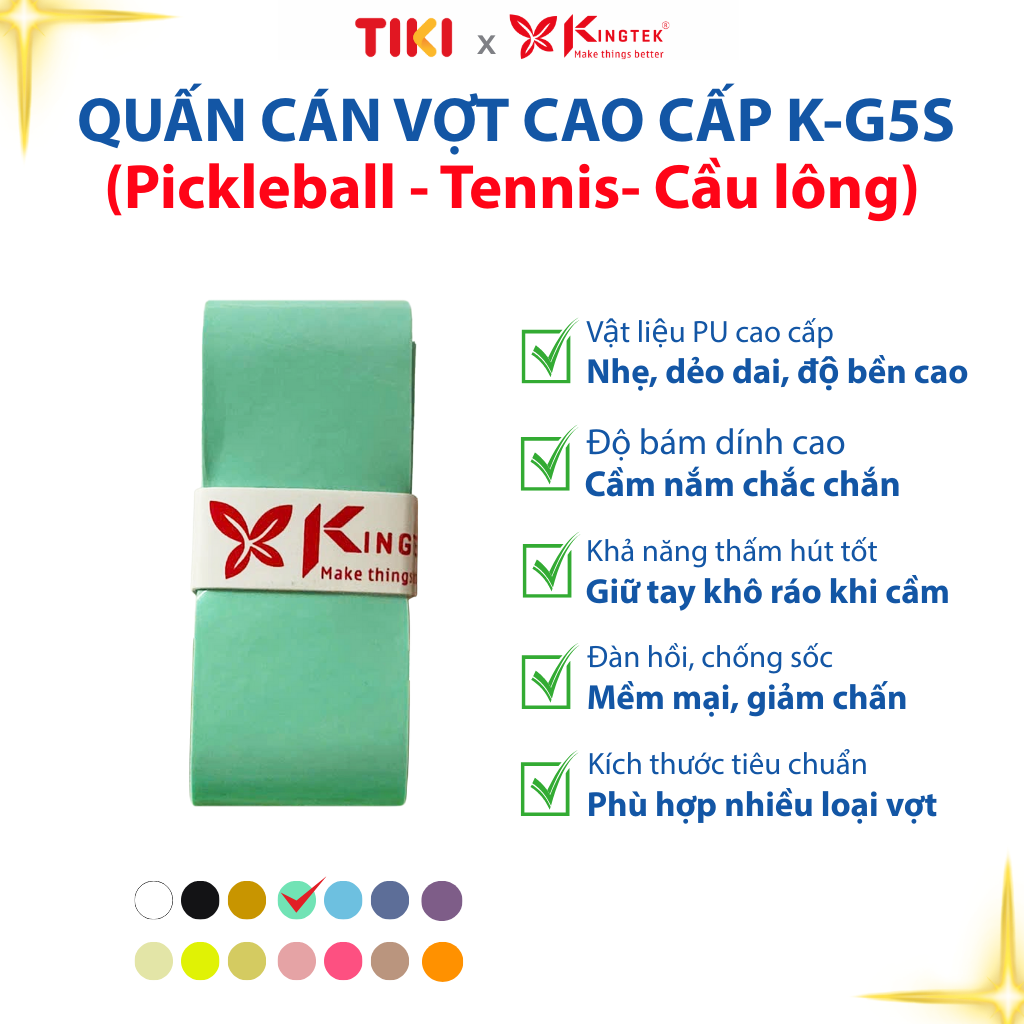 Quấn Cán Vợt KINGTEK K-G5S | Overgrip Cao Cấp Cho Pickleball  - Cầu Lông - Tennis | Êm Tay – Chống Trượt – Hút Mồ Hôi - Tùy chọn