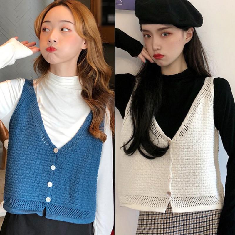 Áo Dệt Kim Sát Nách Thiết Kế Cổ Chữ V Quyến Rũ Cho Nữ