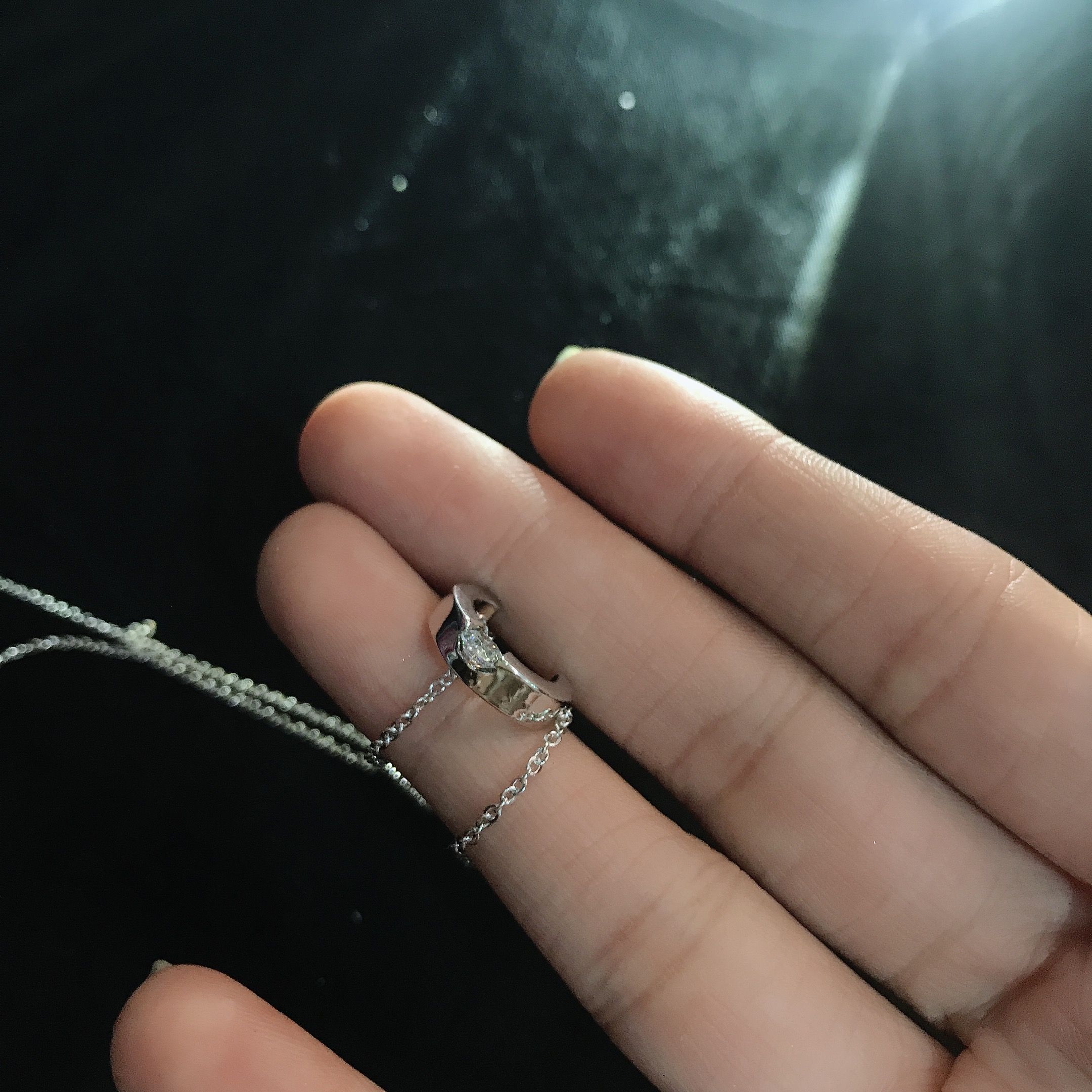 Dây chuyền, vòng đeo cổ nữ thời trang dây nhuyễn xi bạc mặt hình chữ U có đính hột lấp lánh siêu xinh - 220DCUB-052