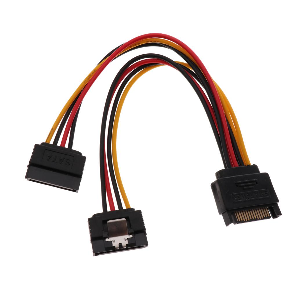 SATA Power Cable SATA 15 Pin Male to 2x Female Splitter Cables Cord