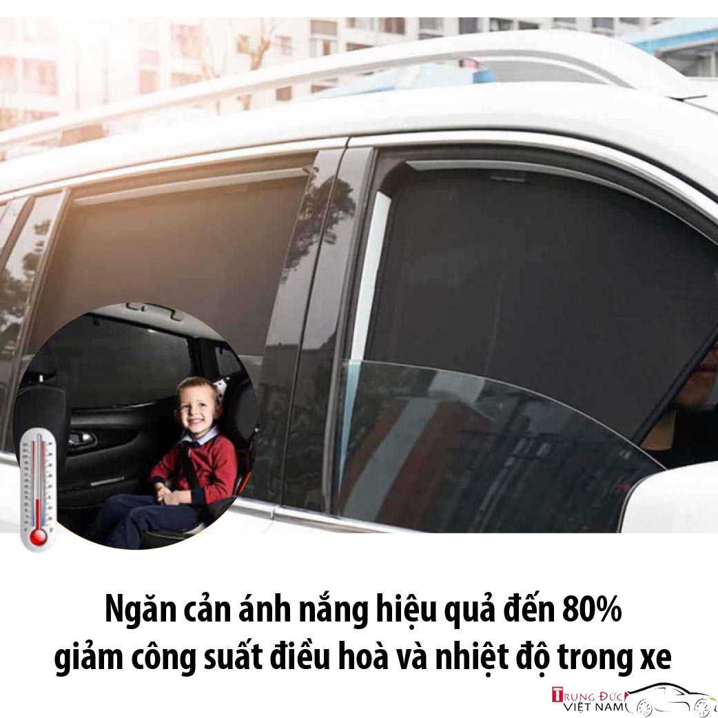 Bộ rèm che nắng ô tô nam châm theo xe VINFAST LUX A - Hàng Chính Hãng TDVN - Quà tặng cây thông thơm treo xe