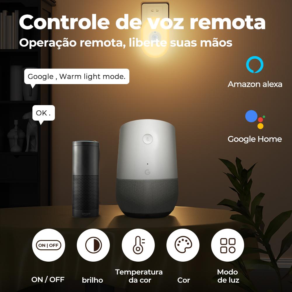 Tuya WiFi Intelligent Humanbody Induction Small Night Lamp Multi-Gear Dimming Household Bedside Light Mobilepohone Control Colorful Bedroom Lamp Compatible with Amazon Alexa Google Home