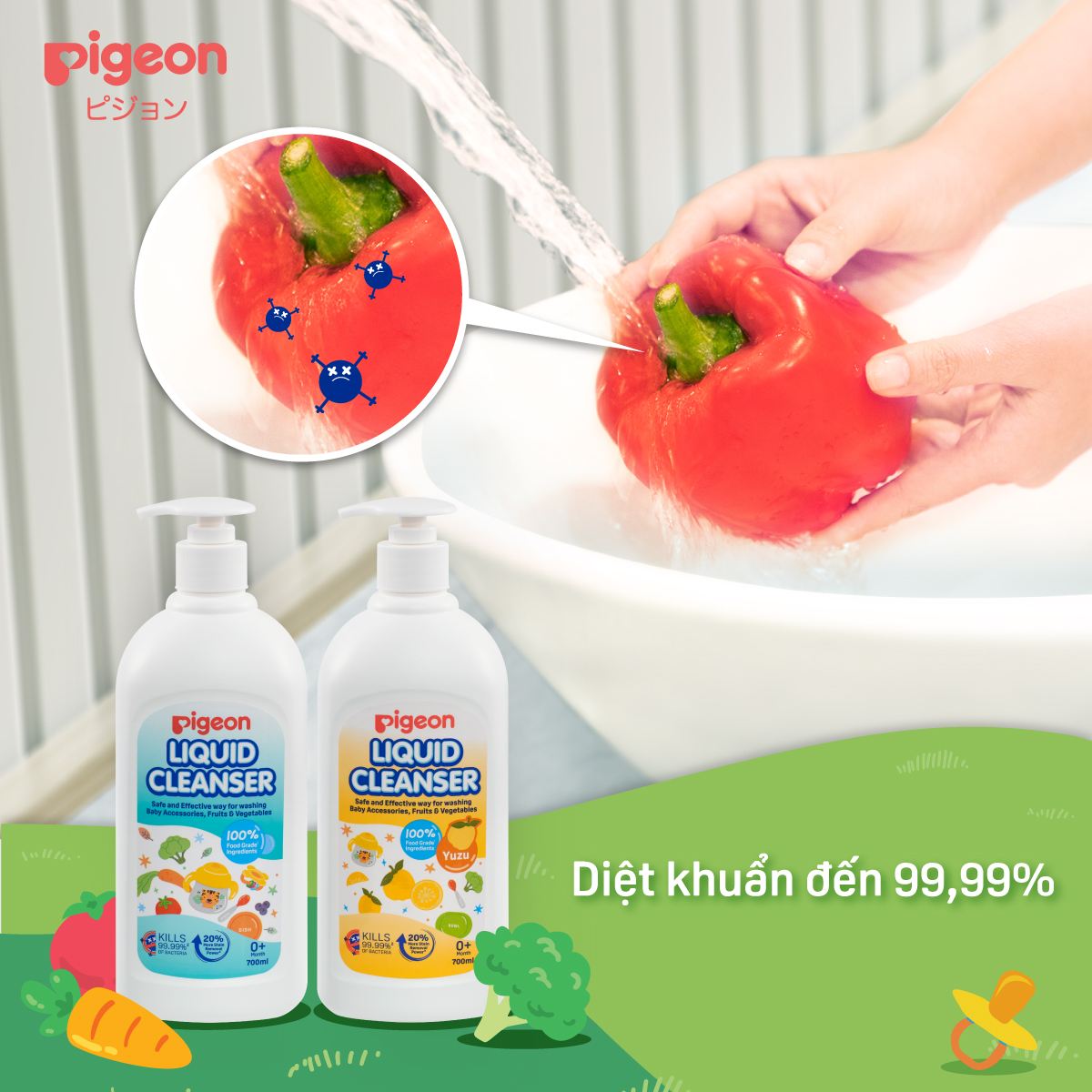 Nước Rửa Bình Sữa Pigeon Hương Yuzu