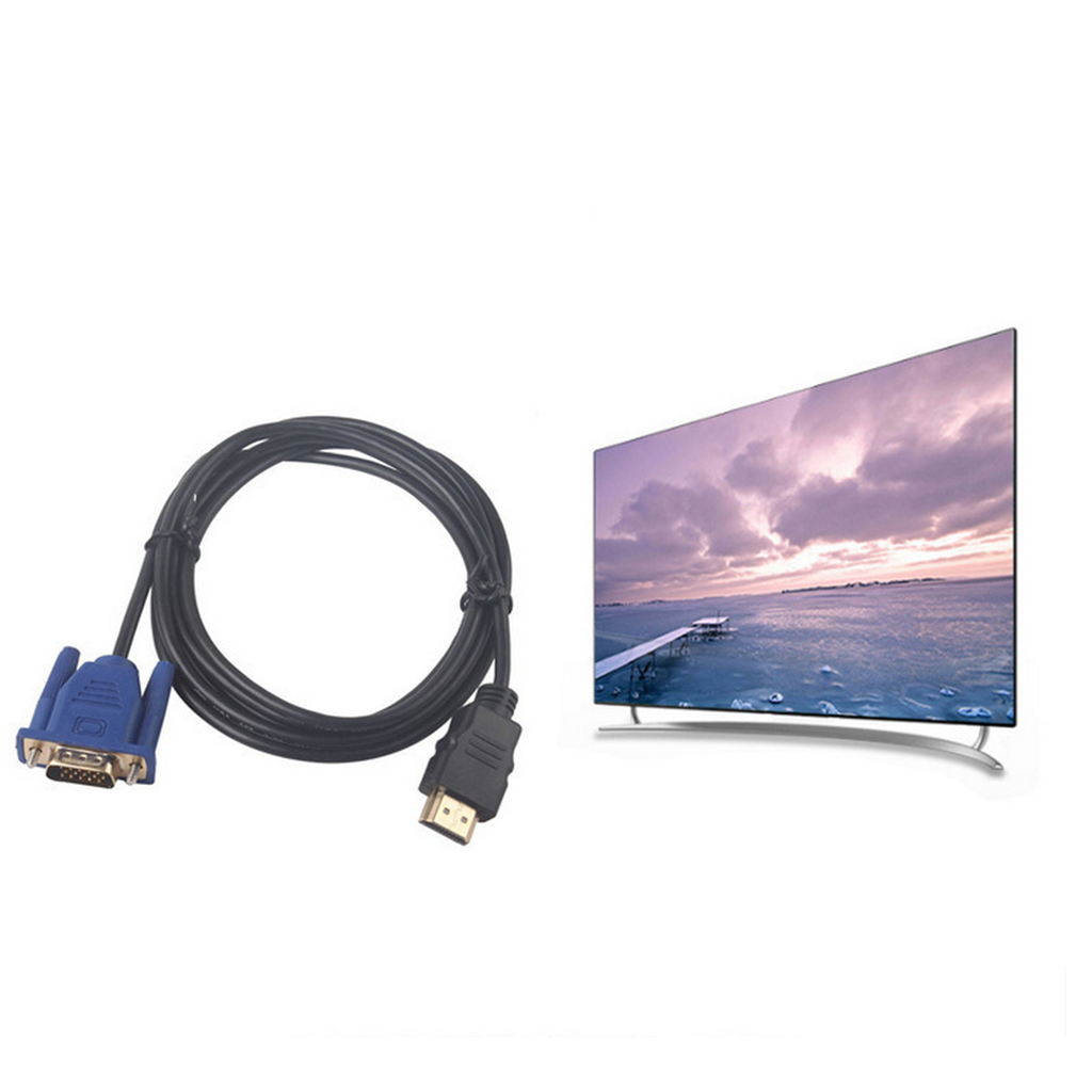 6FT HDMI TO VGA Gold-Plated HD Adapter Cable Connector 1080P For Laptop PC